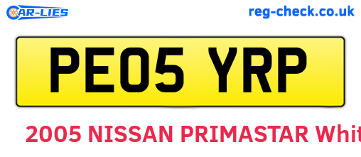 PE05YRP are the vehicle registration plates.