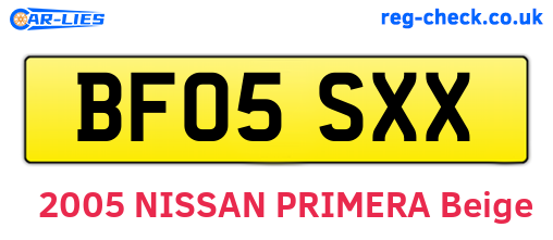 BF05SXX are the vehicle registration plates.