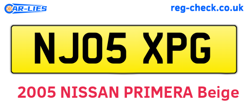 NJ05XPG are the vehicle registration plates.