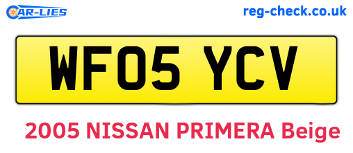 WF05YCV are the vehicle registration plates.