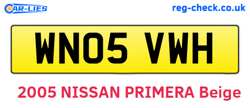 WN05VWH are the vehicle registration plates.