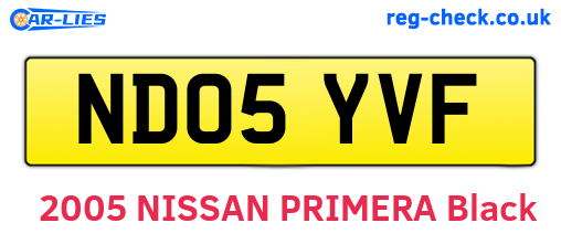 ND05YVF are the vehicle registration plates.