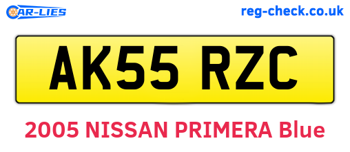 AK55RZC are the vehicle registration plates.