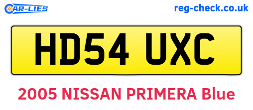 HD54UXC are the vehicle registration plates.
