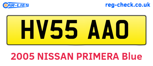 HV55AAO are the vehicle registration plates.