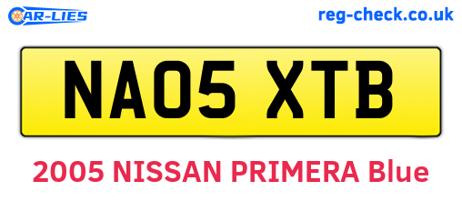 NA05XTB are the vehicle registration plates.