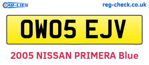 OW05EJV are the vehicle registration plates.