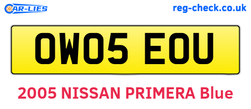OW05EOU are the vehicle registration plates.