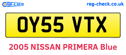 OY55VTX are the vehicle registration plates.