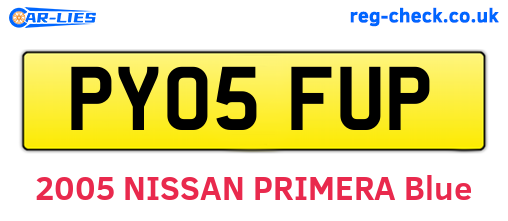 PY05FUP are the vehicle registration plates.