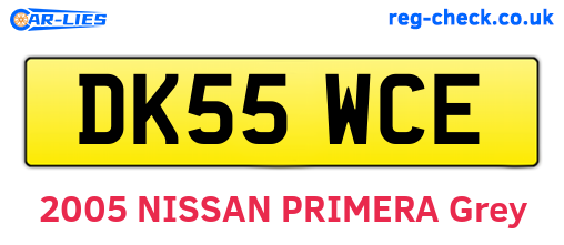 DK55WCE are the vehicle registration plates.