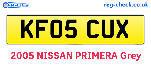 KF05CUX are the vehicle registration plates.