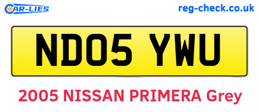 ND05YWU are the vehicle registration plates.