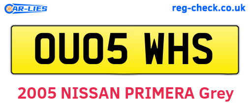 OU05WHS are the vehicle registration plates.