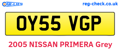 OY55VGP are the vehicle registration plates.