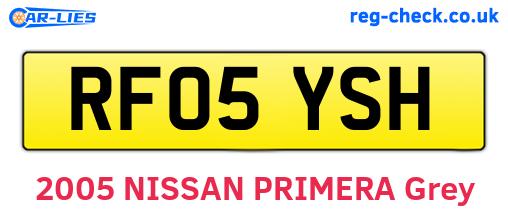 RF05YSH are the vehicle registration plates.