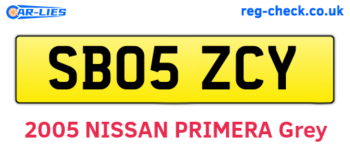 SB05ZCY are the vehicle registration plates.