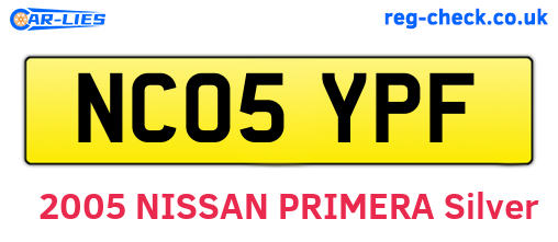NC05YPF are the vehicle registration plates.
