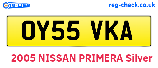 OY55VKA are the vehicle registration plates.