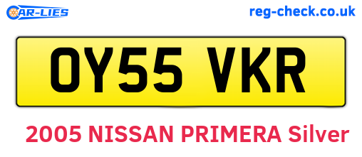 OY55VKR are the vehicle registration plates.