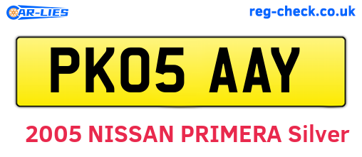 PK05AAY are the vehicle registration plates.