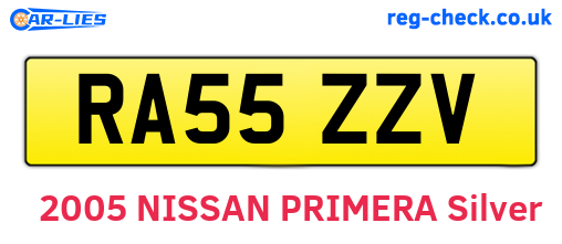 RA55ZZV are the vehicle registration plates.