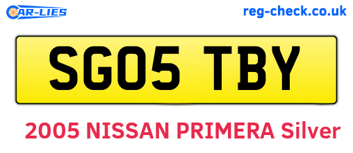 SG05TBY are the vehicle registration plates.