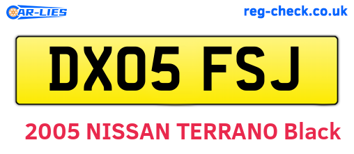 DX05FSJ are the vehicle registration plates.