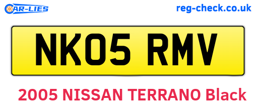 NK05RMV are the vehicle registration plates.