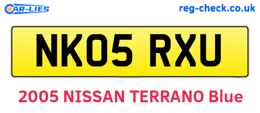 NK05RXU are the vehicle registration plates.