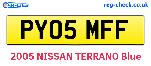 PY05MFF are the vehicle registration plates.