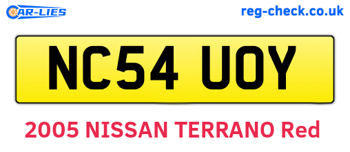NC54UOY are the vehicle registration plates.