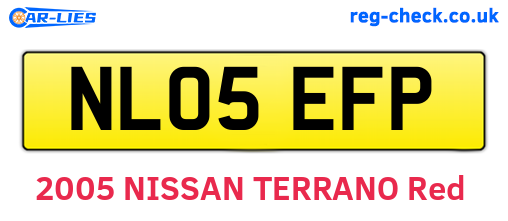 NL05EFP are the vehicle registration plates.