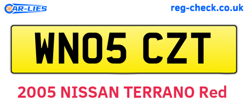 WN05CZT are the vehicle registration plates.