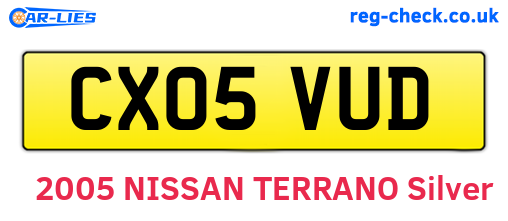 CX05VUD are the vehicle registration plates.