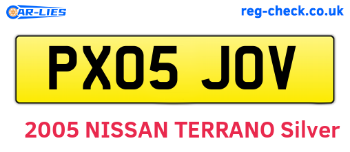 PX05JOV are the vehicle registration plates.