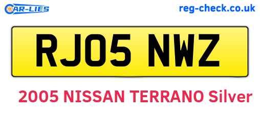 RJ05NWZ are the vehicle registration plates.