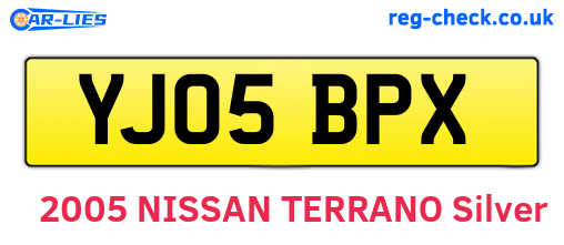 YJ05BPX are the vehicle registration plates.