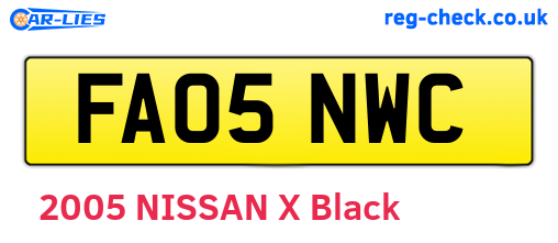 FA05NWC are the vehicle registration plates.