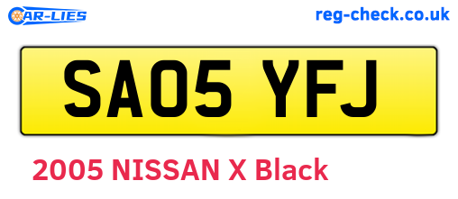 SA05YFJ are the vehicle registration plates.