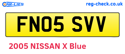 FN05SVV are the vehicle registration plates.
