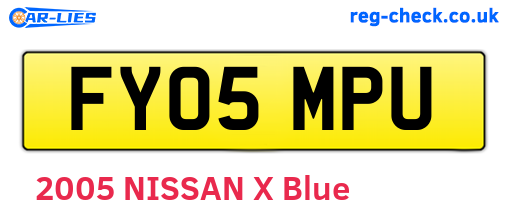 FY05MPU are the vehicle registration plates.