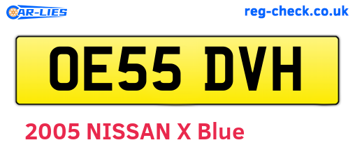 OE55DVH are the vehicle registration plates.