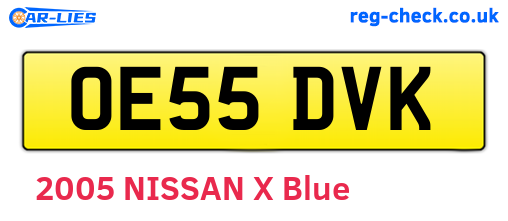 OE55DVK are the vehicle registration plates.