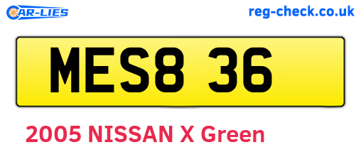 MES836 are the vehicle registration plates.