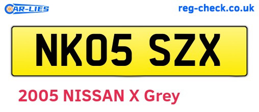NK05SZX are the vehicle registration plates.