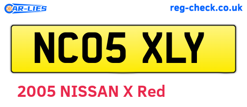 NC05XLY are the vehicle registration plates.