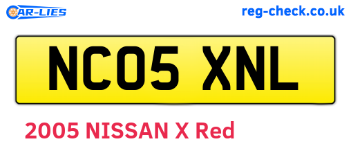 NC05XNL are the vehicle registration plates.