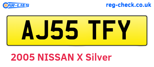 AJ55TFY are the vehicle registration plates.