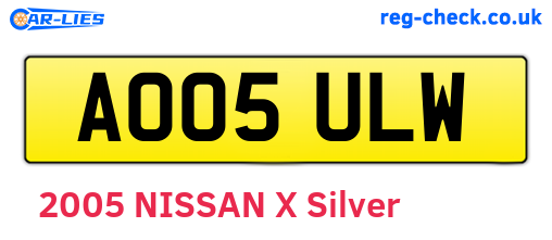 AO05ULW are the vehicle registration plates.